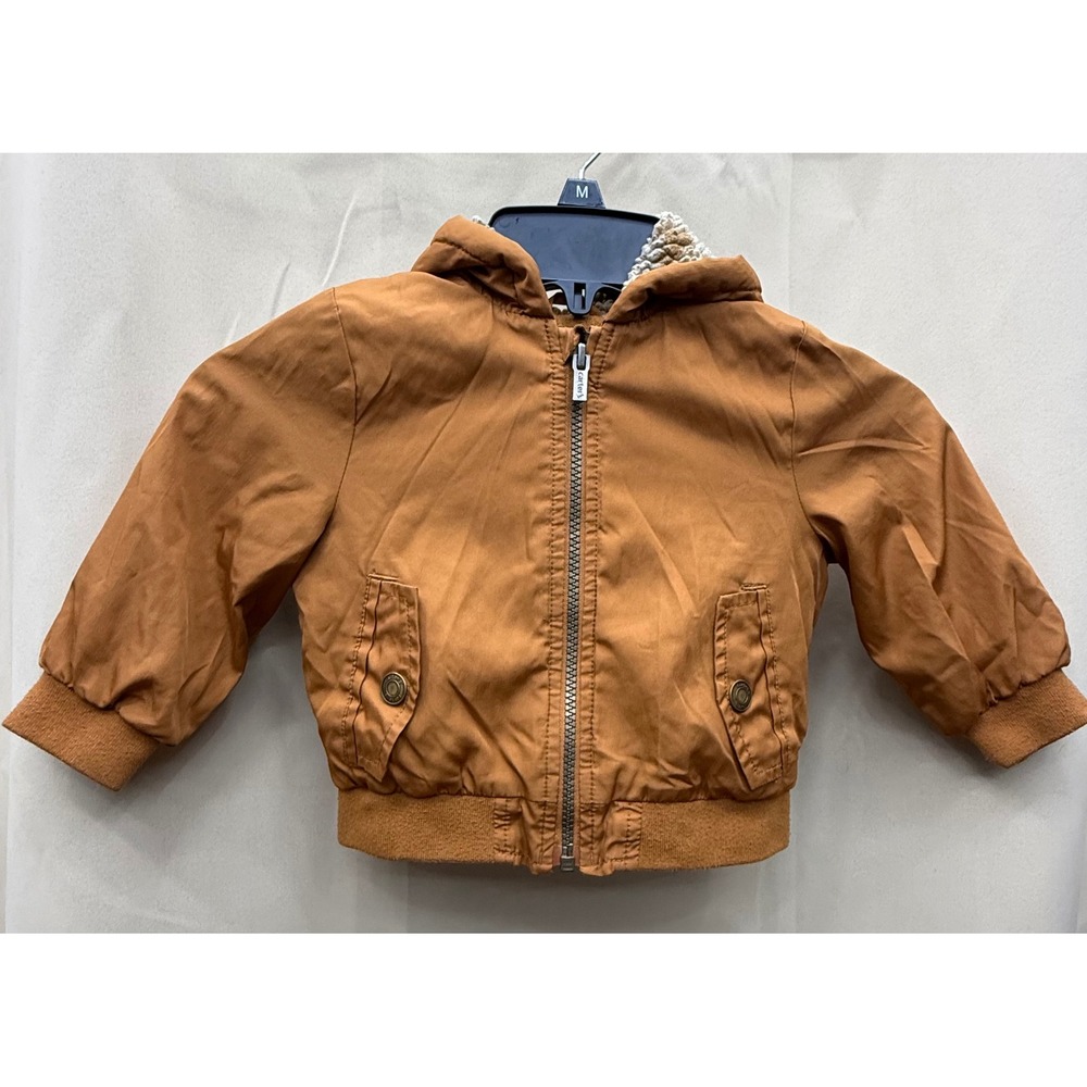 Carters Baby Boys Brown Hooded Bomber Jacket Fleece Lined 18M C2206136-CT